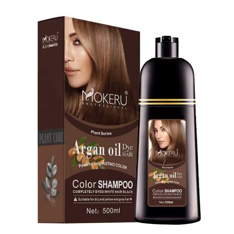 

Mokeru Argan Oil Dye Hair Colour Shampoo, 500ml, Dark Brown