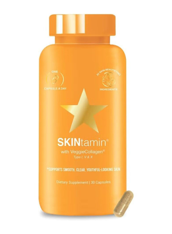 Hairtamin SKINtamin with Veggie Collagen Dietary Supplement, 30 Capsules