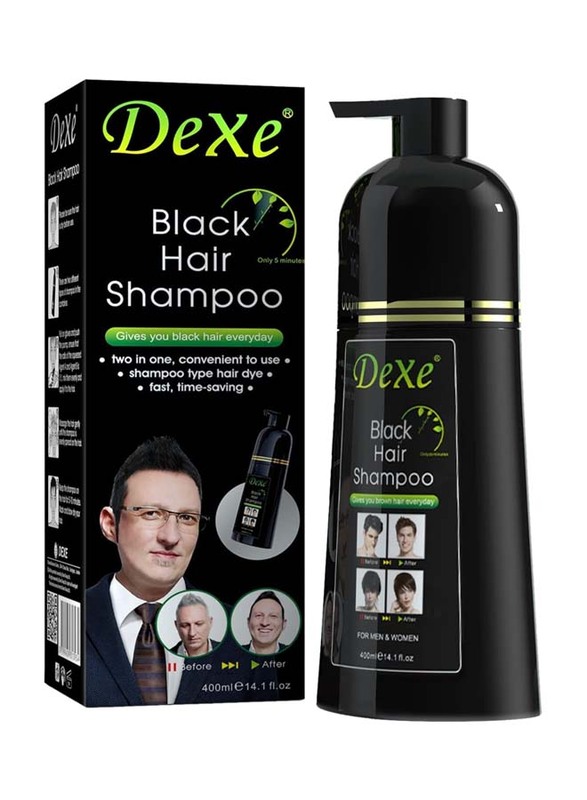 Dexe Instant Hair Colour Shampoo for Natural Hair, 400ml, Black