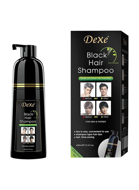 Dexe Hair Dye Shampoo for Men and Women, 400ml, Black