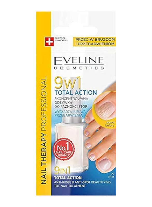 

Eveline 9 in 1 Total Action Anti-Ridge & Anti-Spot Toe Nail Therapy, Clear