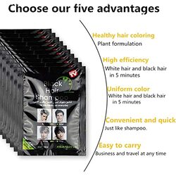 Mqforu Instant Hair Shampoo Dye for Men and Women, 10 Pieces, 25ml, Black