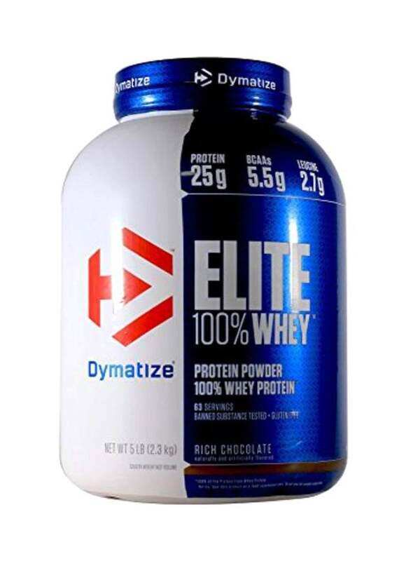 

Dymatize Elite 100% Whey Protein Powder, 2.3Kg, Rich Chocolate