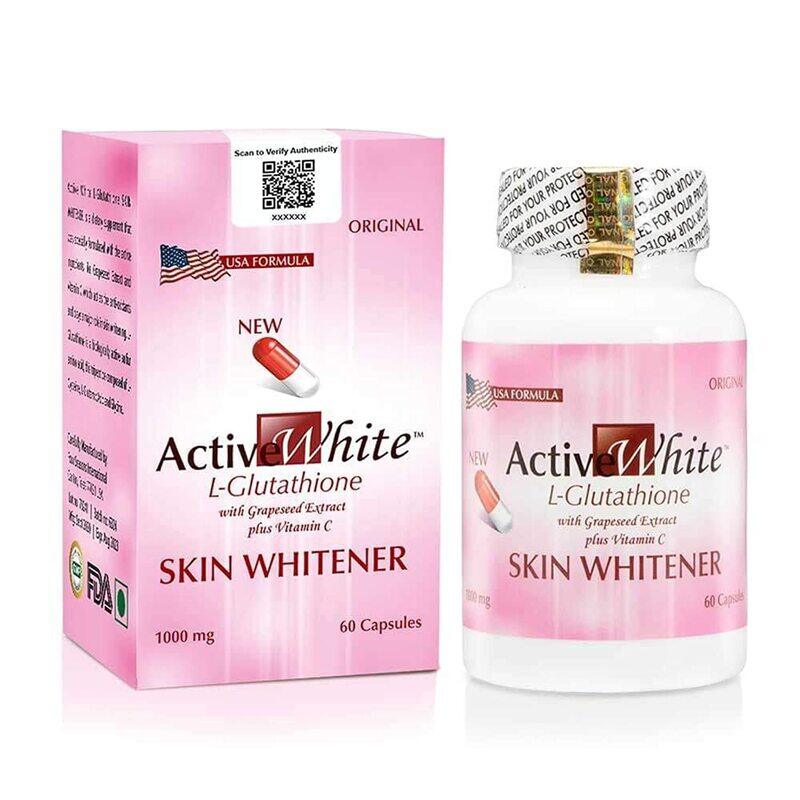 

Generic Active White L-Glutathione with Grapesed Extract Plus Vitamin C Skin Whitener Capsules, 60 Capsules