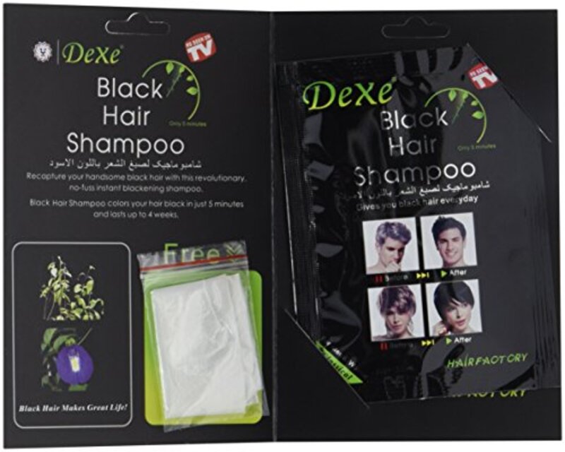 Dexe Hair Dye Shampoo, 3 x 25ml, Black