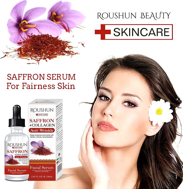 Roushun Saffron +Collagen Anti-Wrinkle Facial Serum, 30ml