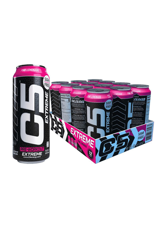 

C5 Energy C5 Pre-Workout Extreme Energy Drink, 200mg, 473ml, 12 Piece, Pink Lemonade Extreme