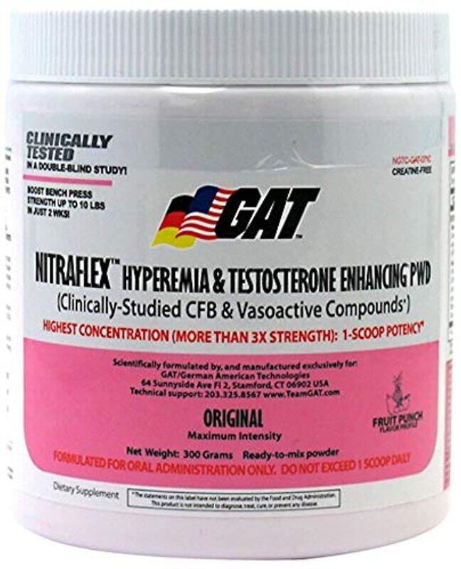 

GAT Nitraflex Hyperemia & Testosterone Enhancing Powder, 300gm, Fruit Punch