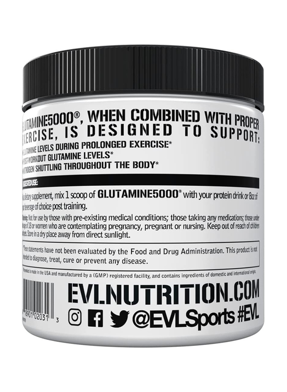 Evlution Nutrition Glutamine 5000, 300gm, 60 Servings, Unflavoured