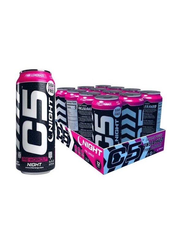 C5 Energy Extreme Pre-Workout Energy Drink, Sugar Free, 12 x 473ml, Pink Lemonade