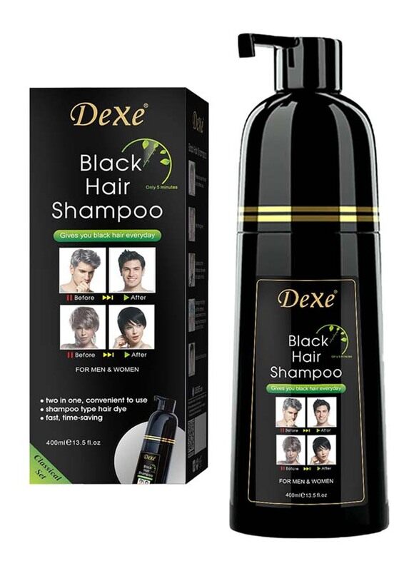 

Dexe 3 in 1- 100% Grey Coverage Semi-Permanent Hair Colour Shampoo, 400ml, Black