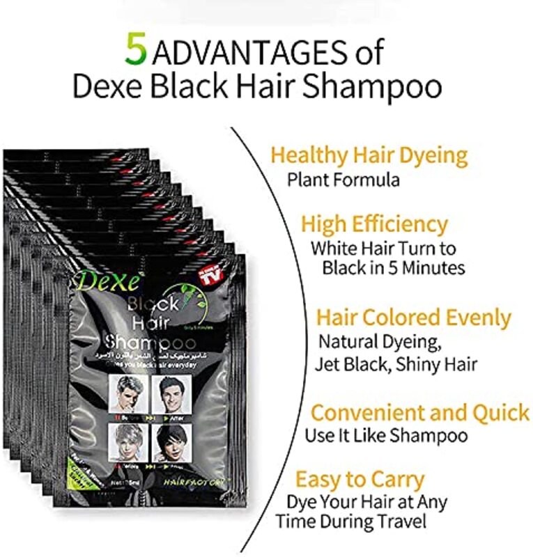 Dexe Instant Hair Dye Shampoo for Men & Women, Grey