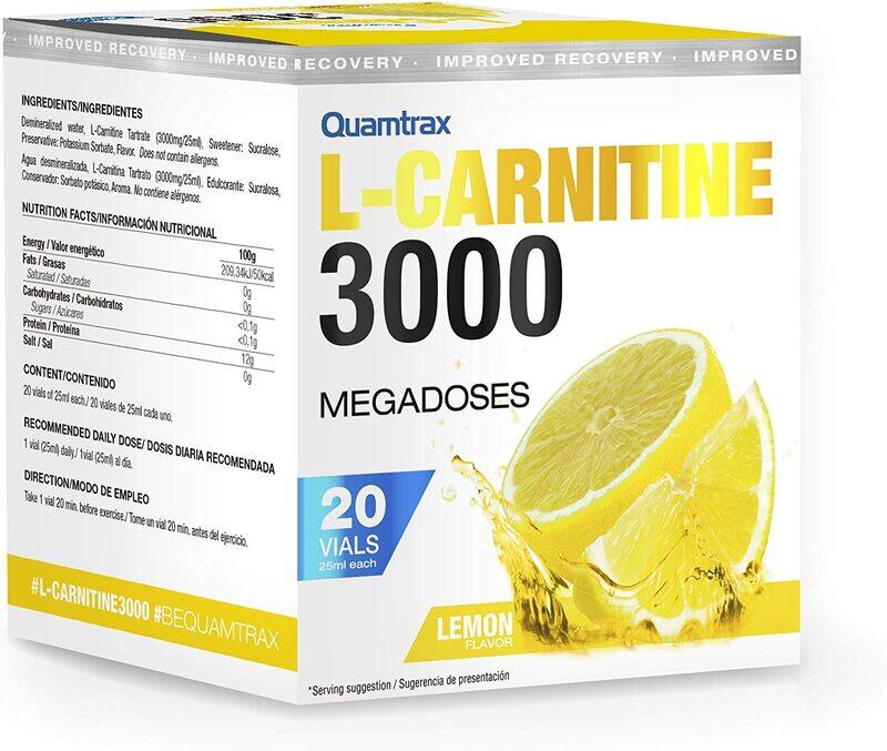 

Quamtrax Nutrition L-Carnitine 20 vials, 500ml, Lemon