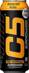 C5 Energy Supercharge Pre-Workout Energy Drink, Sugar Free, 12 x 473ml, Passion Fruit Mango