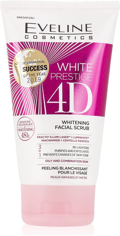Eveline Cosmetics White Prestige 4D Whitening Facial Scrub, 150ml