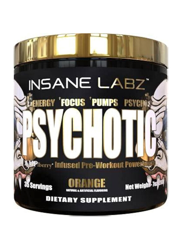 

Insane Labz Psychotic Gold Infused Pre-Workout Powerhouse Powder, 204gm, Orange