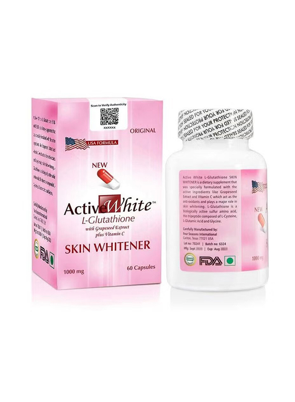 Active White L Glutathione Skin Whitening Capsules, 60 Capsules