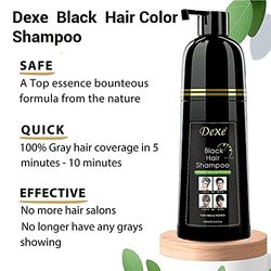 Dexe Herbal 3-in-1 Instant Black Hair Dye Shampoo for Damaged Hair, 400ml