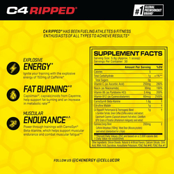 Cellucor C4 Ripped Explosive Pre-Workout Supplement, 30 Servings, 174gm, Raspberry Lemonade
