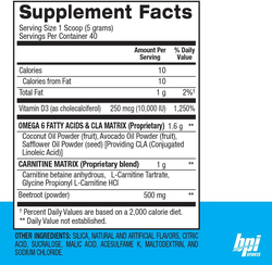 BPI Sports CLA + Carnitine Supplement, 40 Servings, 200gm, Snow Cone