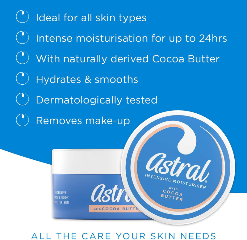 Astral Face & Body Intensive Moisturiser Cream with Cocoa Butter, 200ml