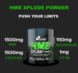 Olimp Nutrition Hmb Xplode Pre-Workout Booster with Micronised Creatine Magnesium and Vitamin B6 Powder, 250g, Peach