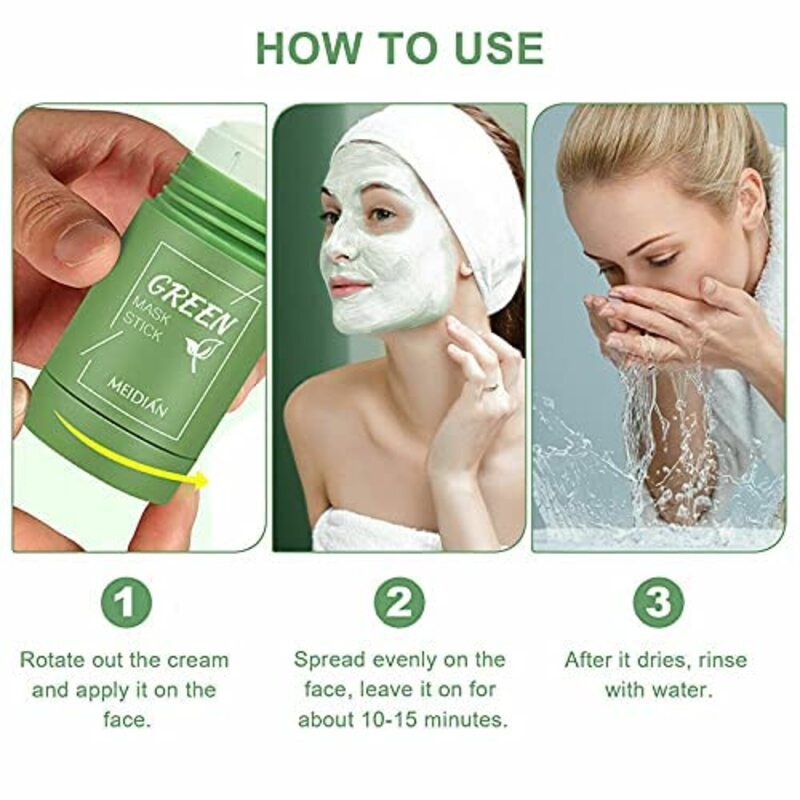 Meidian Green Tea Poreless Deep Cleanse Blackhead Remover Mask Clay Stick for Face, 1 Piece