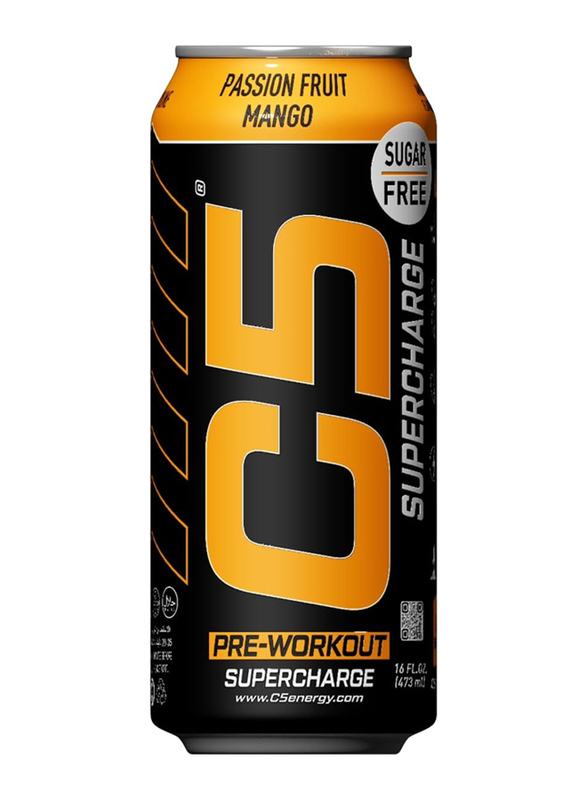 C5 Energy Drink Supercharge Pre Workout, 12 x 473ml, Passion Fruit Mango