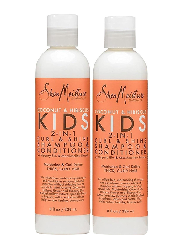 Shea Moisture Coconut & Hibiscus Kids 2-In-1 Curl & Shine Shampoo & Conditioner, 2 Pieces x 236ml