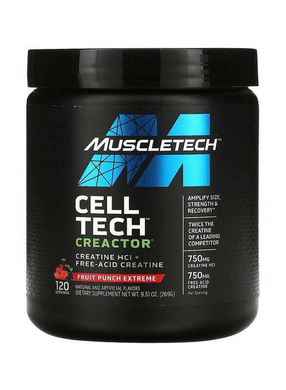 

Muscletech Cell Tech Creactor Creatine HCl with Free-Acid Creatine, 269g, Fruit Punch Extreme