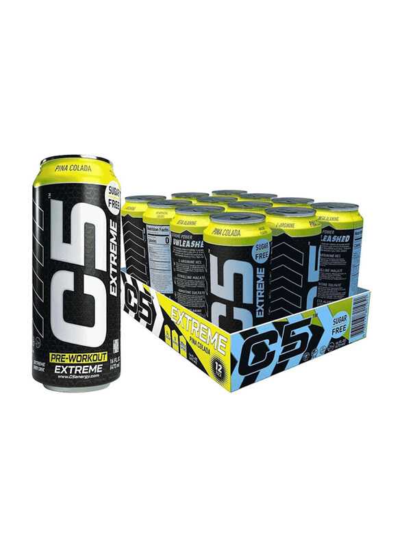 

C5 Energy C5 Pre-Workout Extreme Energy Drink, 200mg, 473ml, 12 Piece, Pina Colada Extreme