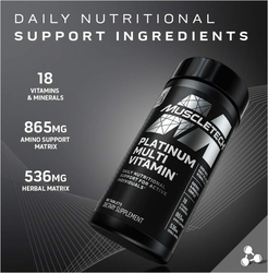 Muscletech Platinum Multi Vitamin (18 Vitamins & Minerals), 90 Tablets, Unflavoured