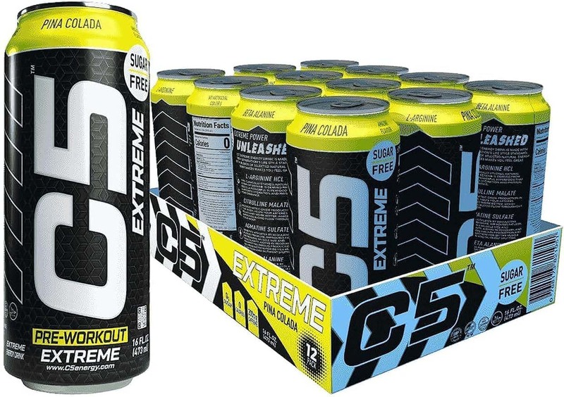 C5 Energy Extreme Pre-Workout Energy Drink, Sugar Free, 12 x 473ml, Pina Colada