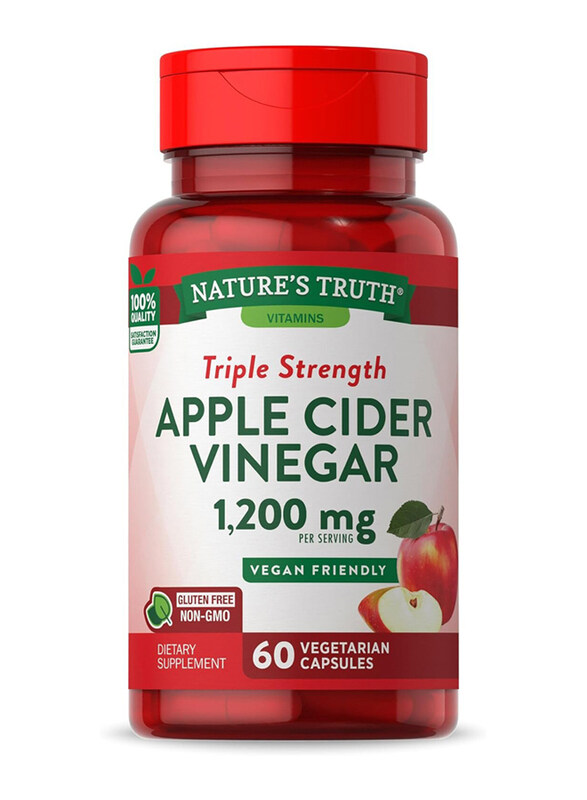 

Nature's Truth Apple Cider Vinegar Vegan, Non-GMO & Gluten Free Supplement, 1200mg, 60 Capsules