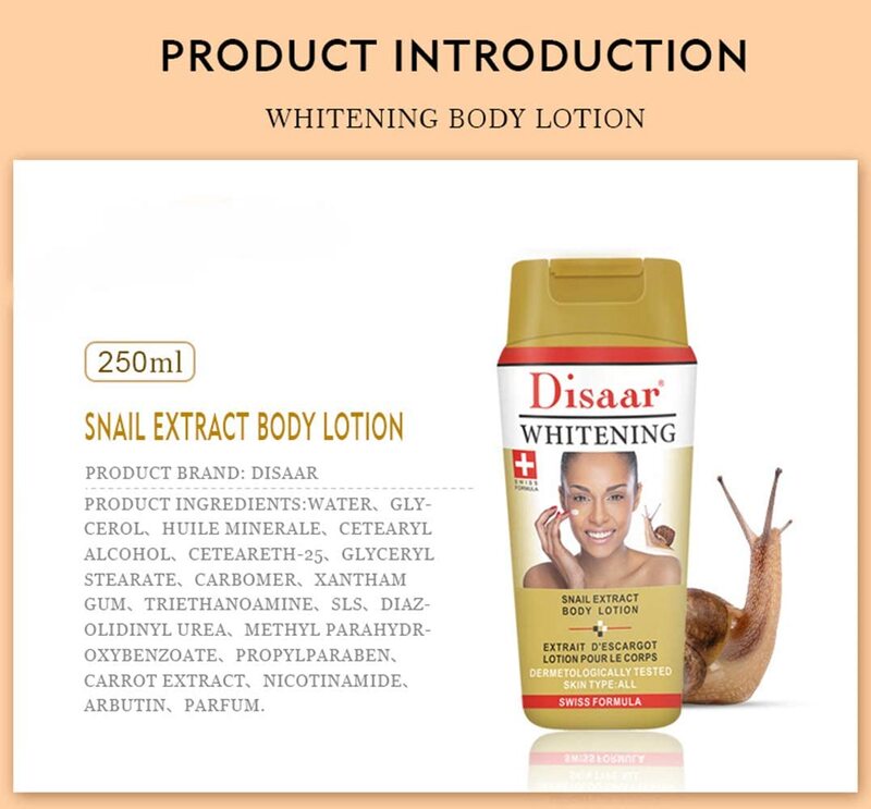 Disaar Whitening Body Lotion with Snail Extract, 250ml