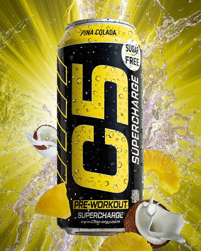 C5 Energy Drink Supercharge Pre Workout, 12 x 473ml, Pina Colada