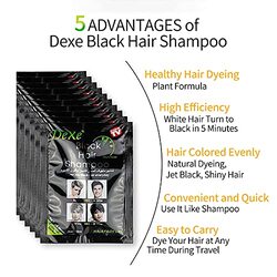 Dexe Instant Hair Dye Shampoo for Men & Women, 10 x 25ml, Black