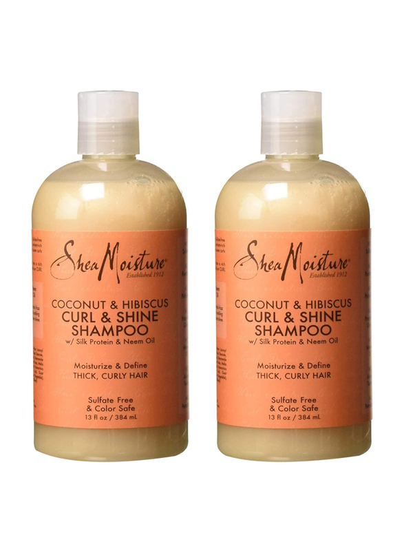 Shea Moisture Coconut Hibiscus Curling Shampoo for Curly Hair, 2 Pieces