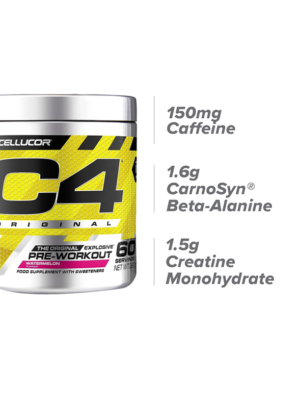 Cellucor C4 Original Beta Alanine Sports Nutrition Bulk Pre Workout Powder, 60 Servings, 390gm, Watermelon