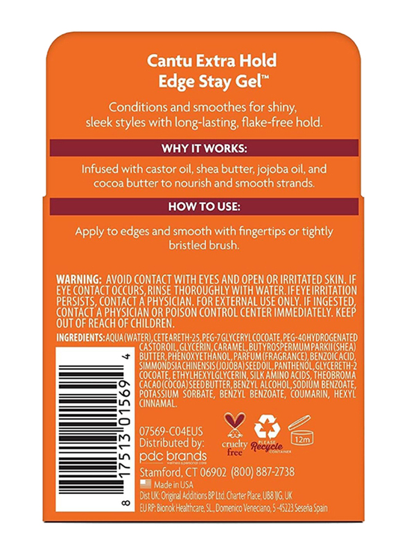 Cantu Shea Butter for Natural Hair Extra Hold Edge Stay Gel, 64g