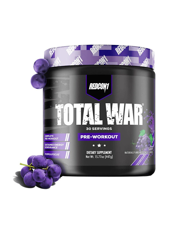 

Redcon1 Total War Pre Workout Protein Powder, 30 Servings, Grape