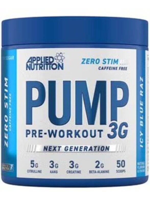 

Applied Nutrition Pump Zero Pre Workout, 375gm, Icy Blue Raz