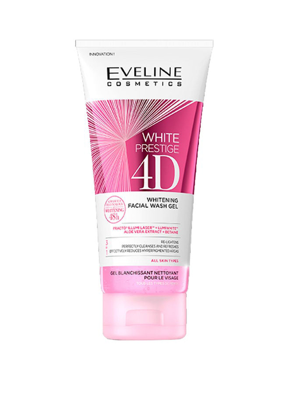 Eveline Cosmetics White Prestige 4D Whitening Facial Wash Gel, 100ml