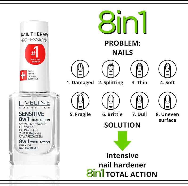 Eveline Cosmetics 8-in-1 Sensitive Nail Conditioner, Clear