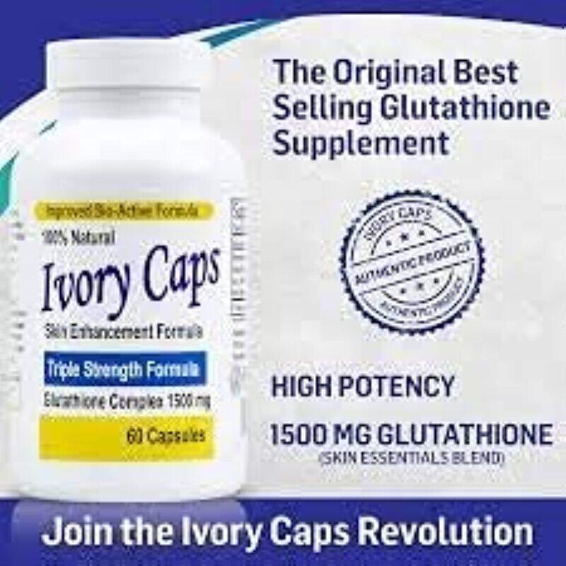 

Ivory Cabs Maximum Potency Glutathione Skin Whitening Pills Complex, 1500 mg, 60 Capsules