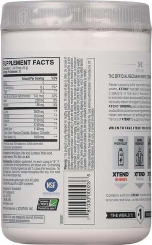 Scivation Xtend Original 7G BCAA Muscle Recovery + Electrolytes, 30 Servings, Watermelon Explosion