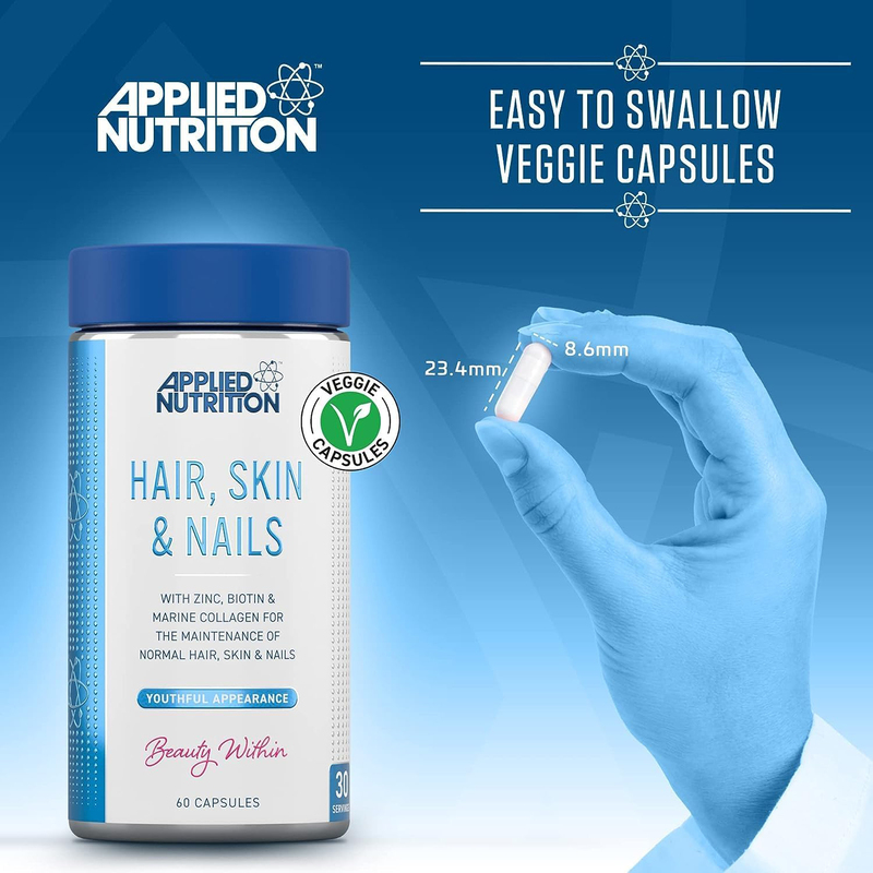 Applied Nutrition Biotin & Marine Collagen Supplement, 10000 mcg, 60 Capsules
