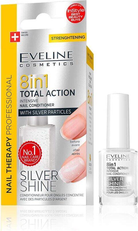 

Eveline Cosmetics 8-in-1 Total Action Intensive Nail Conditioner, 12ml, Silver Shine