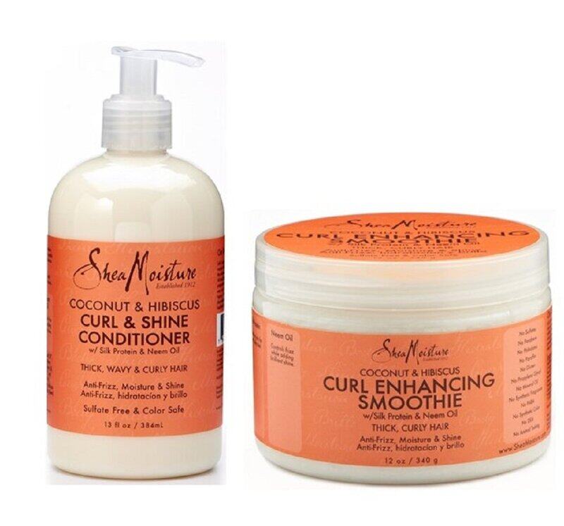 

Shea Moisture Coconut & Hibiscus Curl & Shine Conditioner and Curl Enhancing Smoothie for Curly Hair, 2 Piece