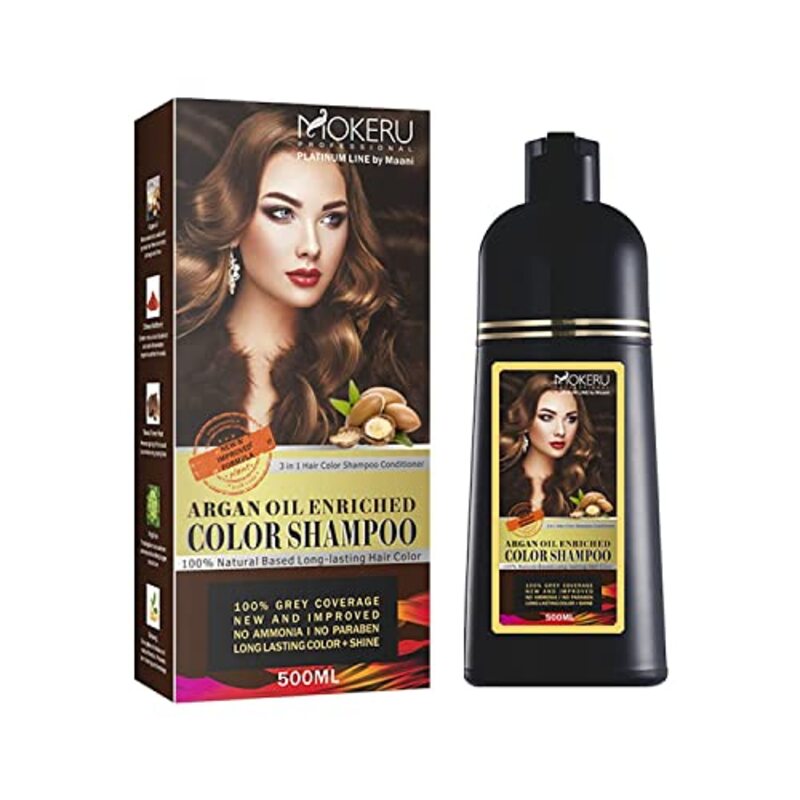 Mokeru Argon Oil Shampoo Hair Colour, 500ml, Dark Brown